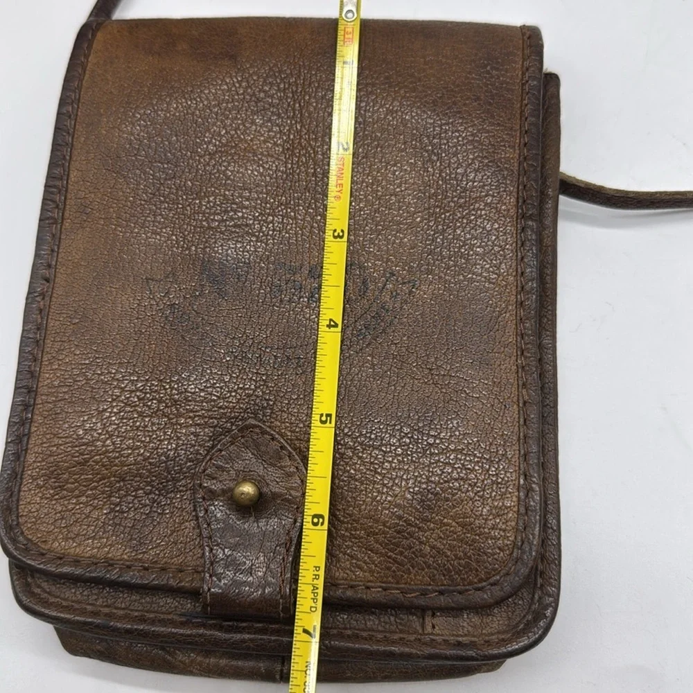 Barganza vintage Leather Crossbody Bag BRN7191C - Picture 10 of 11